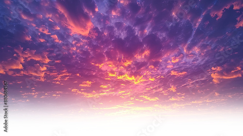 Fototapeta Naklejka Na Ścianę i Meble -  Vibrant sunset sky with purple and orange clouds evening scenery transparent background