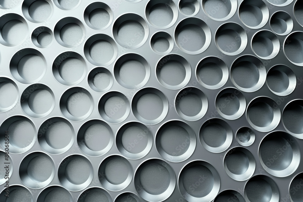 Naklejka premium Circle texture pattern background. steel abstract 3D background with round, textured geometric backdrop. Geometric shapes overlap creating harmonious abstract composition.