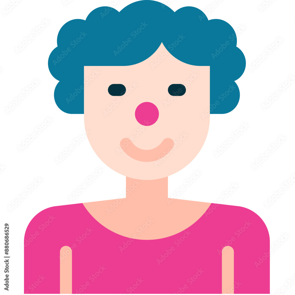 Fototapeta premium Vector Icon Clown, Professions And Jobs, Fairground, Carnival, Costume, Fun