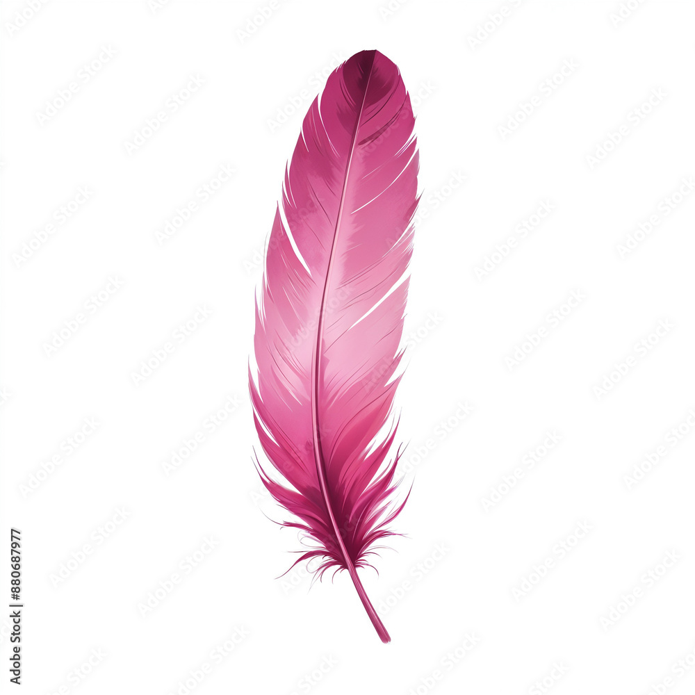 A vibrant pink feather against a white background A vibrant pink feather against a white background