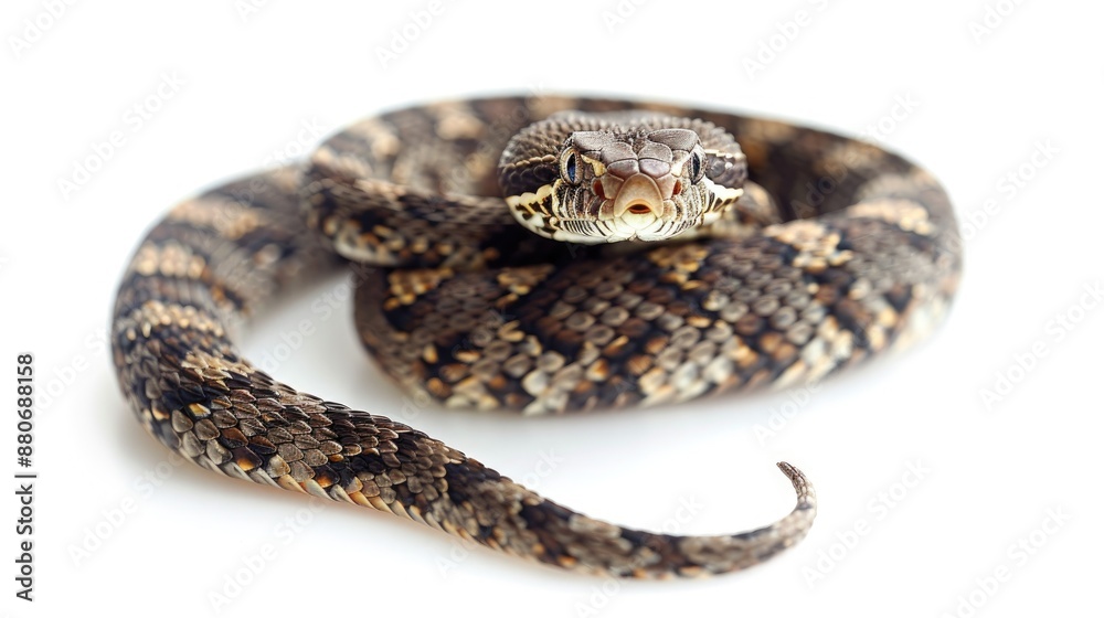 Fototapeta premium Isolated Banded Cat eyed Snake on White Background