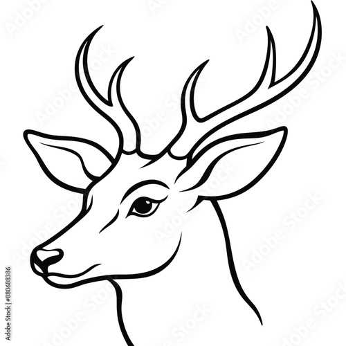 Deer head line art vector illustration – perfect for cartoons, clipart, and stylish designs.