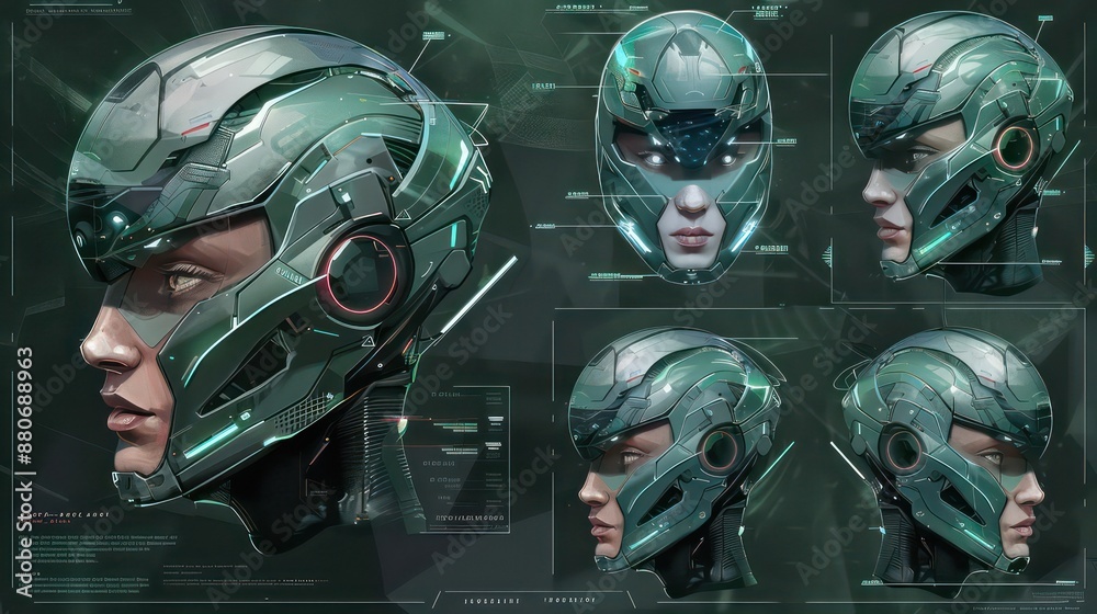 Fototapeta premium A woman's head with a helmet on it