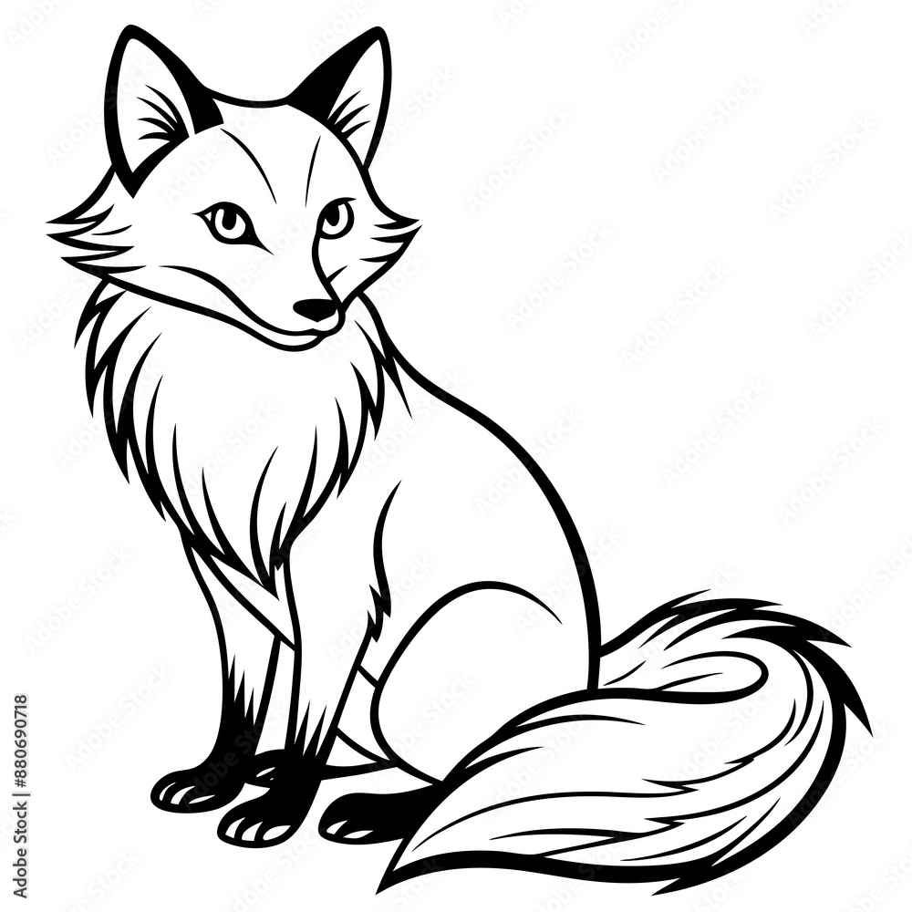 simple line art of a fox sitting Vector Design and illustration simple line art of a fox sitting Vector Design and illustration