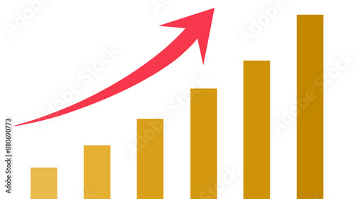 矢印 上向き 上昇 右肩上がり 素材 統計 表 シンプル 抽象的 増加 アップ 伸びる 好調 成績 業績 学力 価格 物価 値上がり 会計 売上 株式 資産 景気 営業 マーケット 貯金 支払い 費用 給料 白背景 白バック 透過 16:9