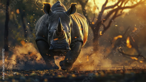 World Rhino Day. rhinoceros in the wild.