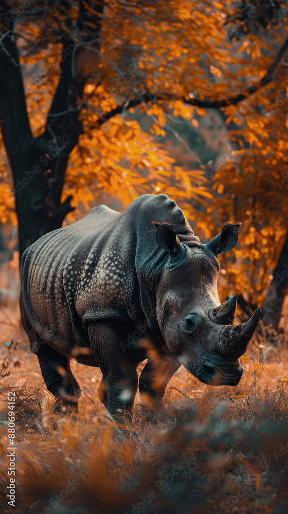 Fototapeta premium World Rhino Day. rhinoceros in the wild.