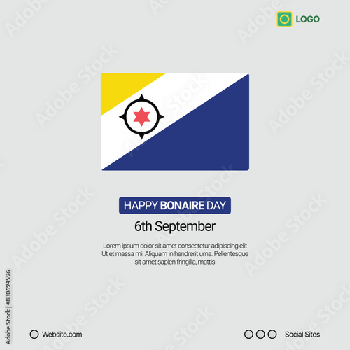 Bonaire Independence Day Social Media Banner, Editable Vector Design with Flag