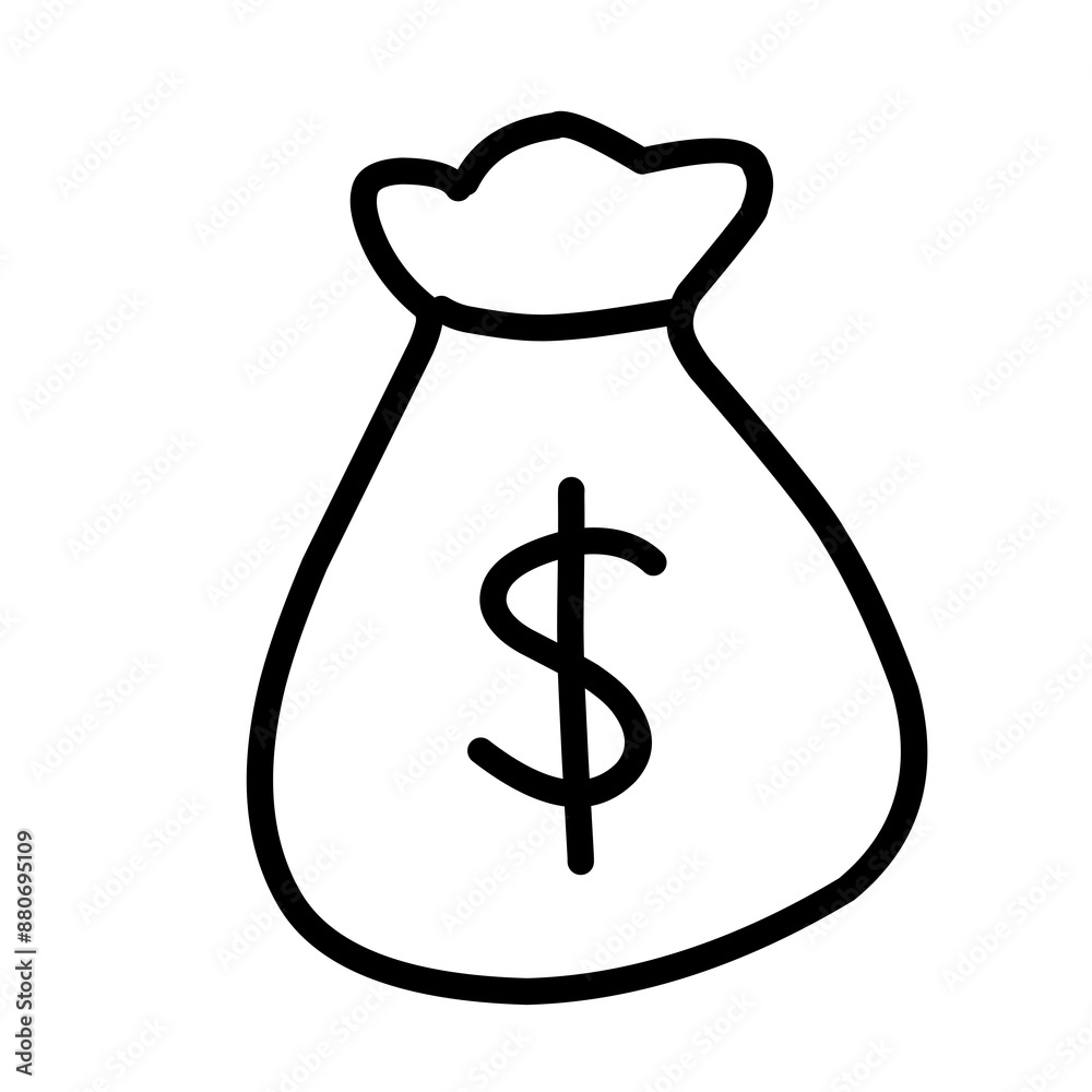 money bag hand drawn doodle with dollar sign money bag hand drawn doodle with dollar sign
