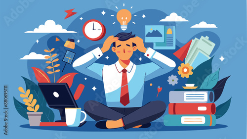 Overwhelmed employee experiencing work-related stress and burnout, struggling to maintain mental well-being