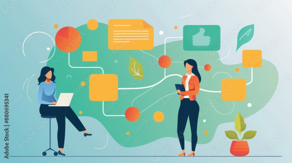Feedback loop, gathering user feedback, flat design illustration Feedback loop, gathering user feedback, flat design illustration