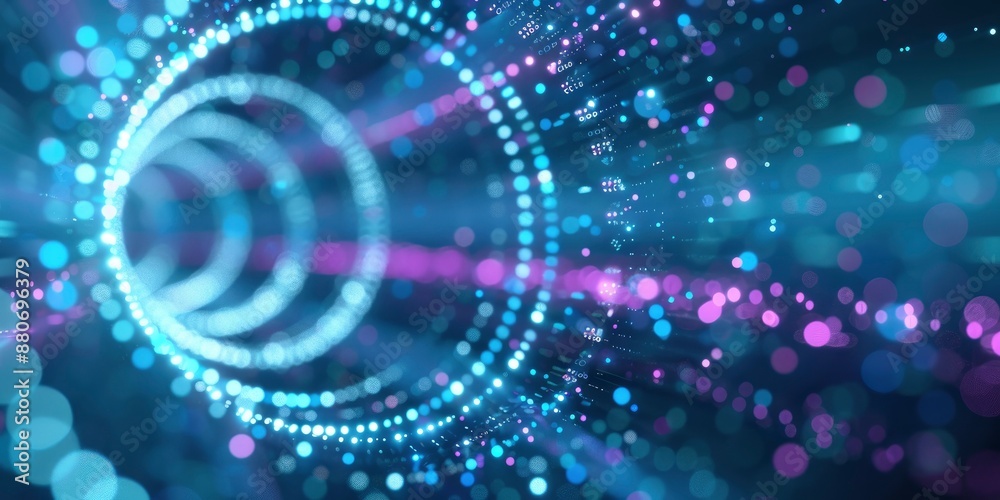 Obraz premium abstract background with colorful glowing spiral vortex of lights and bokeh effect