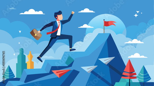 Determined leader overcoming obstacles to achieve business objectives, completing mission with skill and perseverance