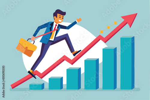 Economic Recovery: Businessman Turning Downtrend Graph Upward for Rising Profits and Growth