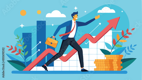Economic Recovery: Businessman Turning Downtrend Graph Upward for Rising Profits and Growth