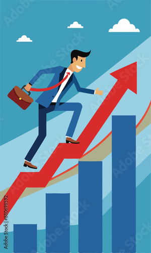 Economic Recovery: Businessman Turning Downtrend Graph Upward for Rising Profits and Growth