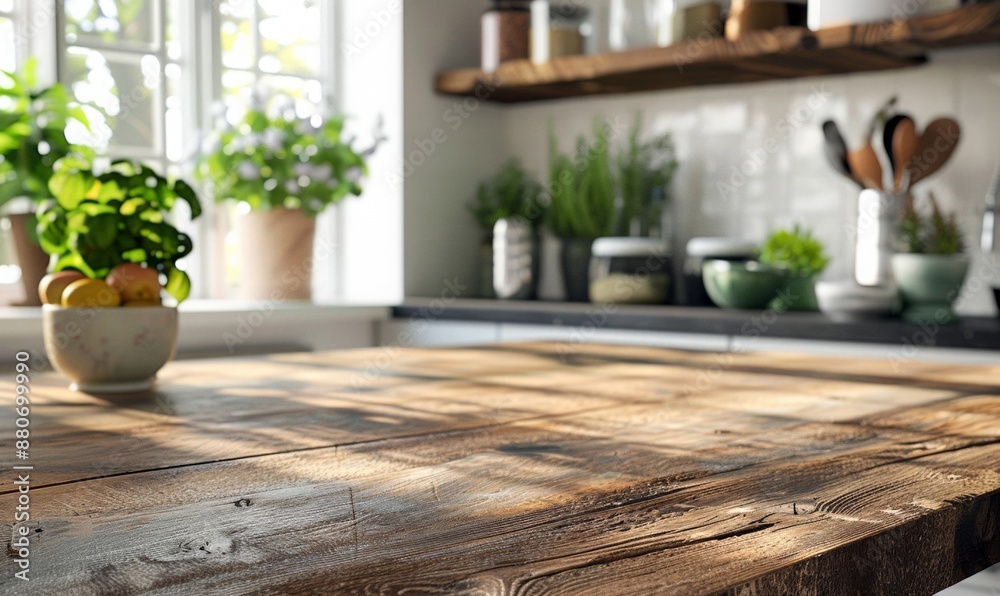 Mock up empty wooden table against the blurred background of the modern white wooden rustic Scandinavian kitchen, Mockup blank surface on a blurred kitchen background. copy space. Mock up empty wooden table against the blurred background of the modern white wooden rustic Scandinavian kitchen, Mockup blank surface on a blurred kitchen background. copy space.