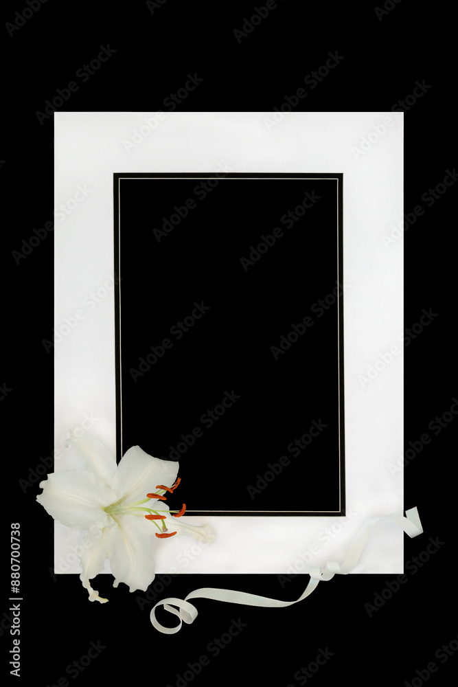 In deepest sympathy lily flower memorial card. White lily flower ...