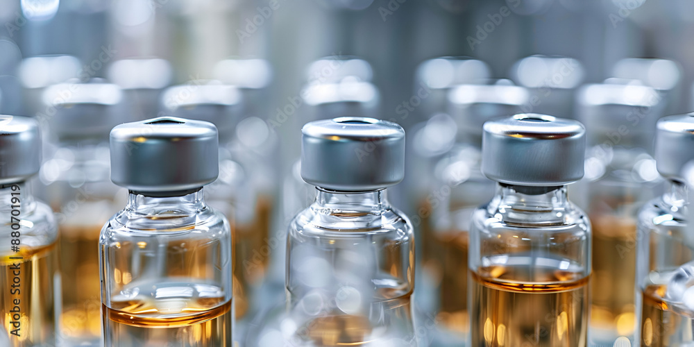 Pharmaceutical vials filled with medicine, ready for distribution and ensuring quality healthcare Pharmaceutical vials filled with medicine, ready for distribution and ensuring quality healthcare