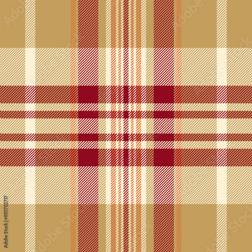 Proud tartan background plaid, trendy fabric textile check. Nobility seamless vector texture pattern in amber and papaya whip colors.