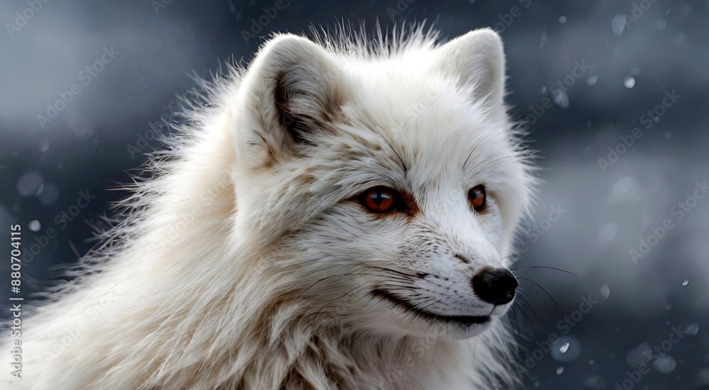 Obraz premium Beautiful portrait of a beautiful and cute arctic fox face