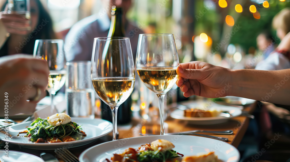 close up hands people in Food, party and wine at restaurant for celebration. close up hands people in Food, party and wine at restaurant for celebration.