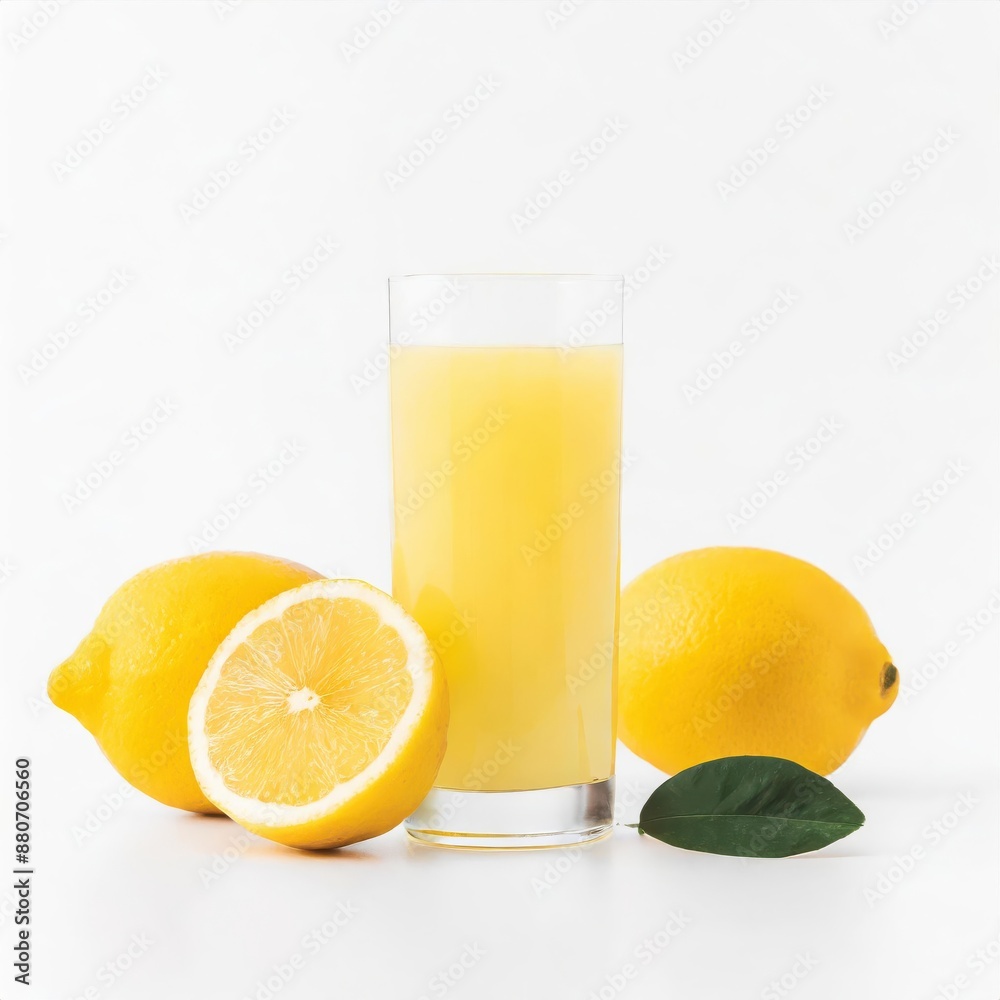 Lemon fruit juice in a glass isolated on white background Lemon fruit juice in a glass isolated on white background