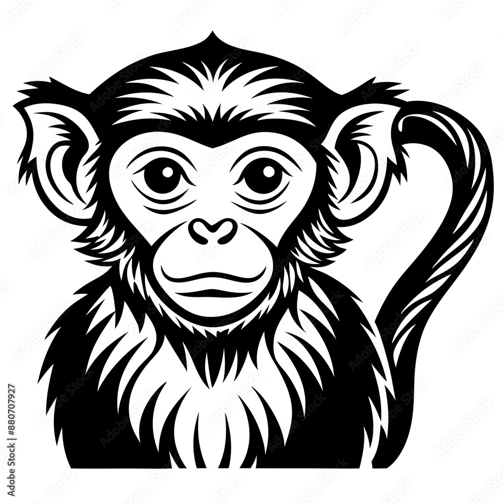 simple line art of a capuchin monkey Vector Design and illustration simple line art of a capuchin monkey Vector Design and illustration