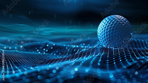 Futuristic Digital Grid Abstract Background, blurred, elements, dynamic, golf ball