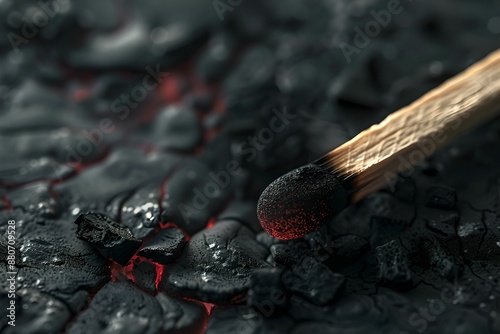 Burnout Concept, matchstick, charred, blackened, exhaustion