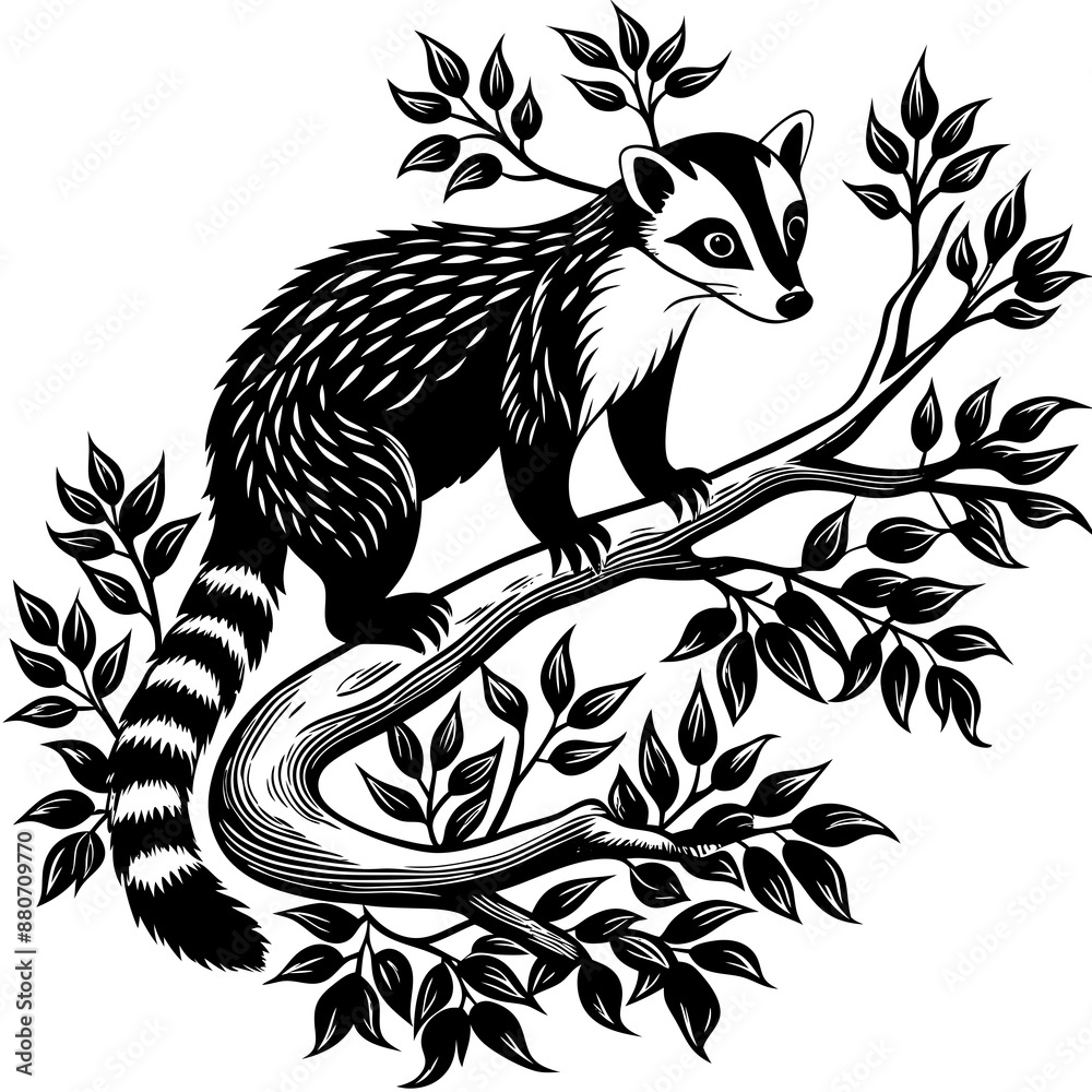 Coati in tree vector illustration Coati in tree vector illustration