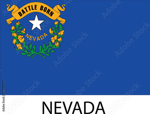 Nevada Flag, United States Flags, Black and White Image, Vector Image, Editable illustration, Geography, Learn US Flags
