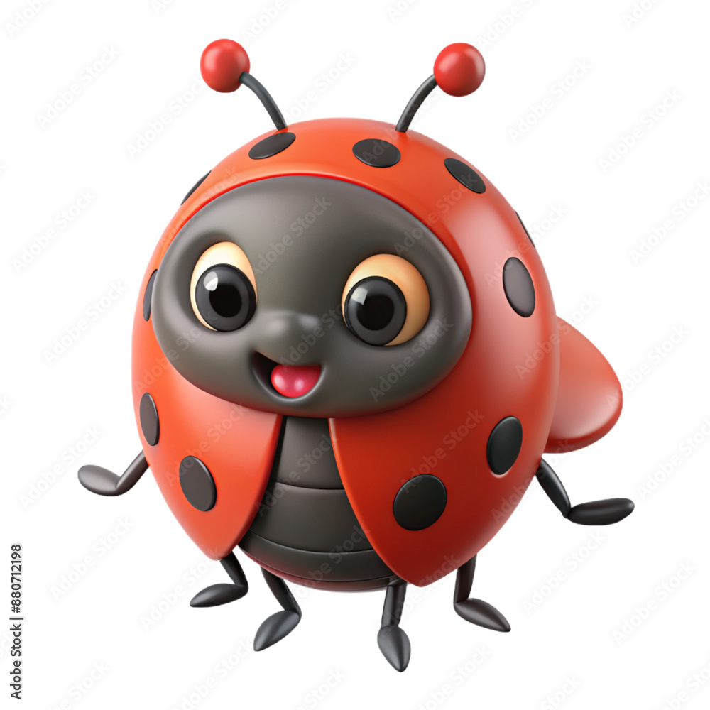 Fototapeta premium a little joyful ladybug on a white background