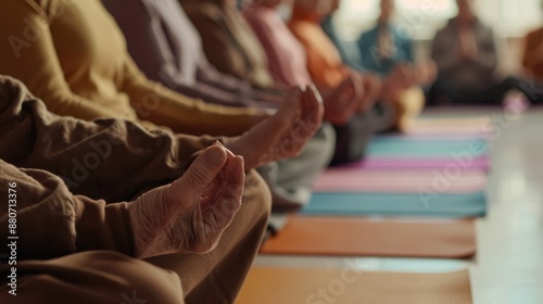 Group of Seniors Meditating photo