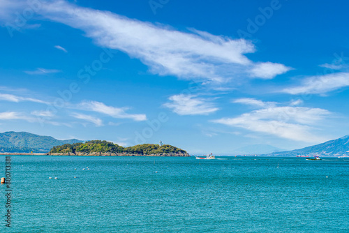Dongbaek Island and Odongdo on the blue South Sea.