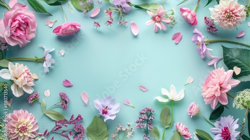 Wallpaper Mural Spring themed top view of a greeting card template Torontodigital.ca
