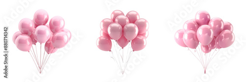 Bouquet of pink party balloons isolated on transparent background