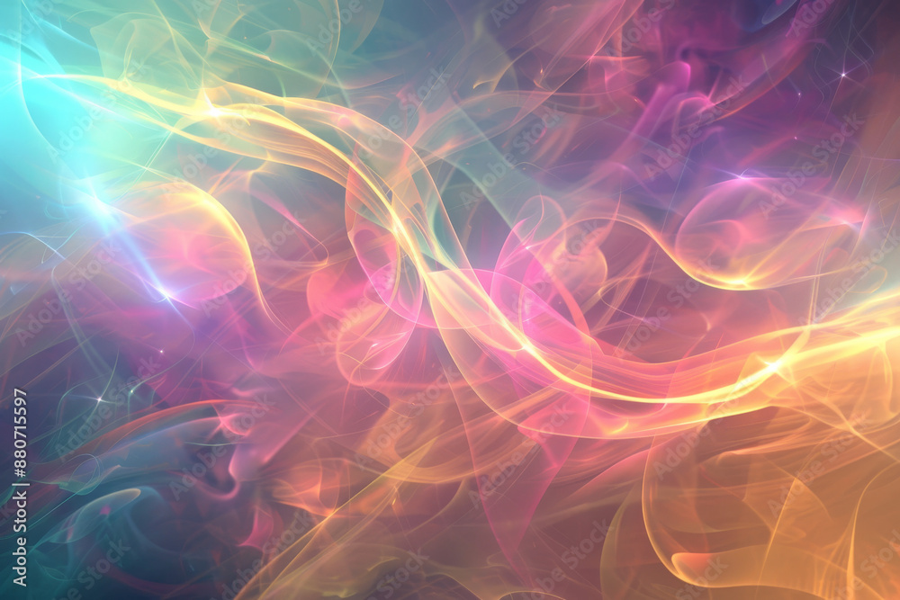 Obraz premium horizontal colorful transparent streams of smoke flowing background