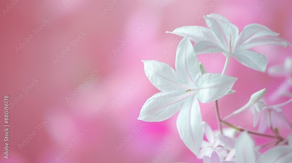 Soft focused white flower on pink backdrop in Thailand with space for text Soft focused white flower on pink backdrop in Thailand with space for text