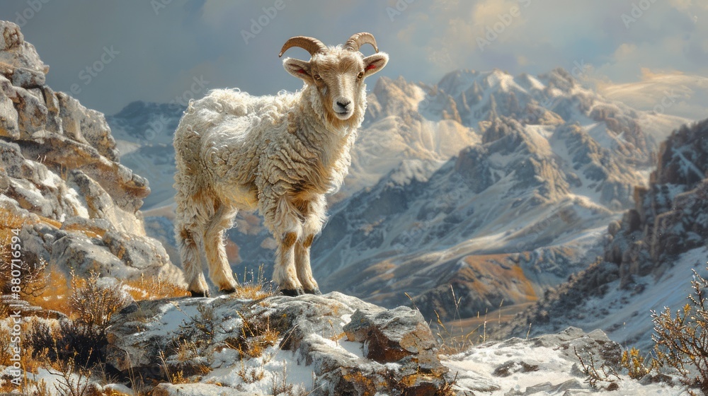 Naklejka premium Goat on a Mountaintop