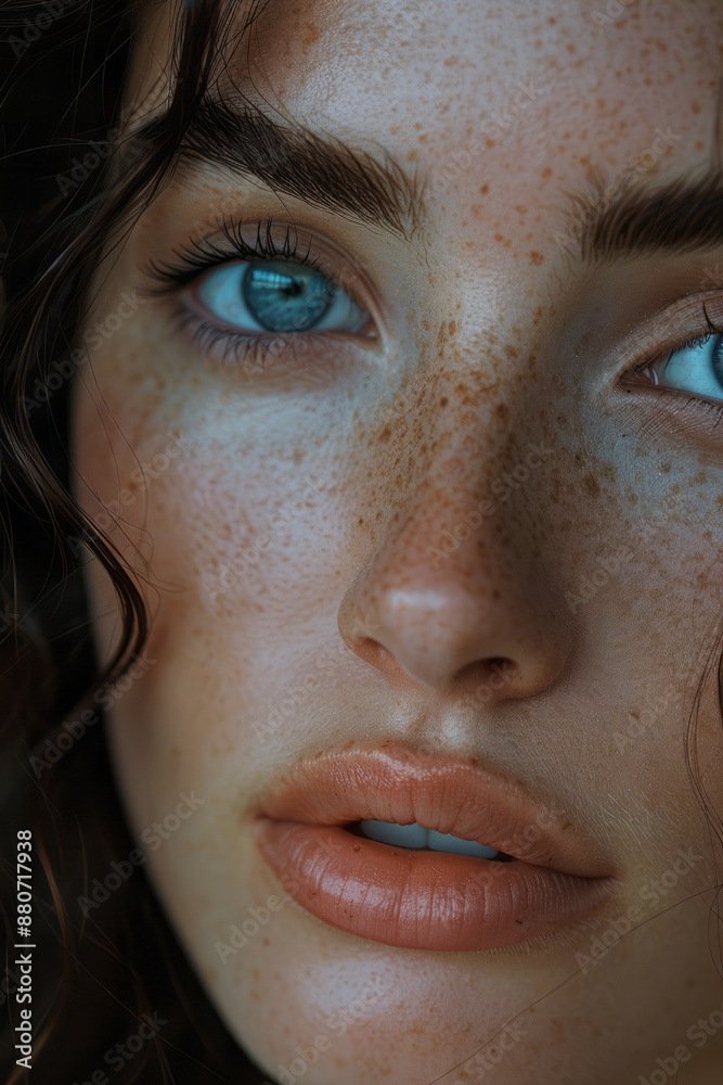 A close-up of scanning technology detecting skin imperfections in a minimalist environment,