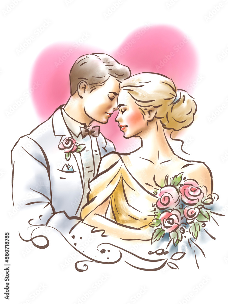 bride and groom digital art for card decoration illustration bride and groom digital art for card decoration illustration