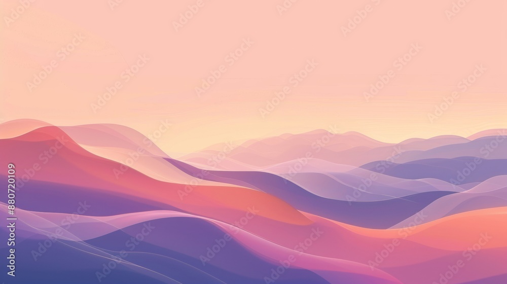 Abstract Pastel Mountain Landscape at Sunset Abstract Pastel Mountain Landscape at Sunset