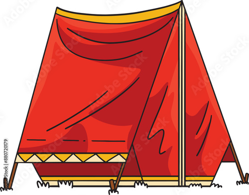 Camping, Tent Cartoon Colored Clipart Illustration