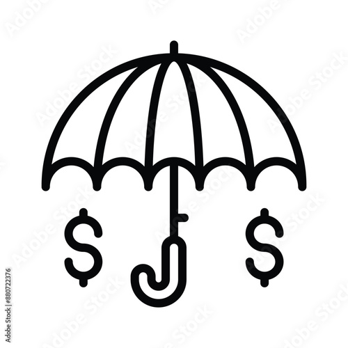 Dollar sign under umbrella, a concept of financial insurance icon in modern style