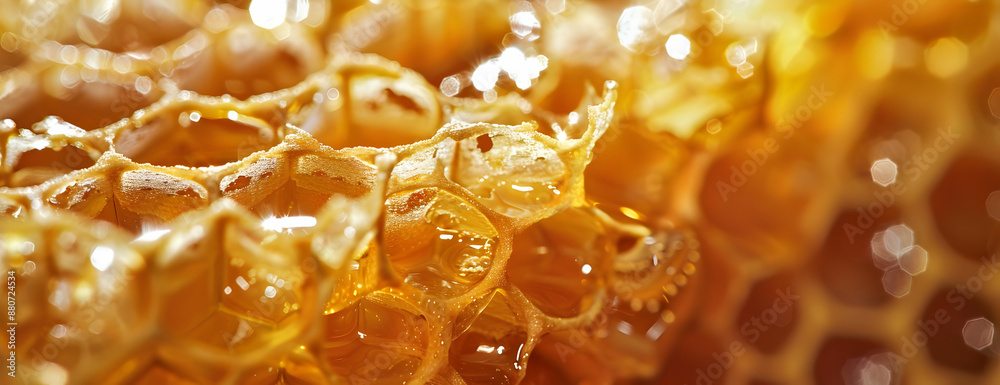 Close-up of golden honeycomb showcasing intricate texture and natural beauty. Perfect for themes of nature, food, and health. Close-up of golden honeycomb showcasing intricate texture and natural beauty. Perfect for themes of nature, food, and health.