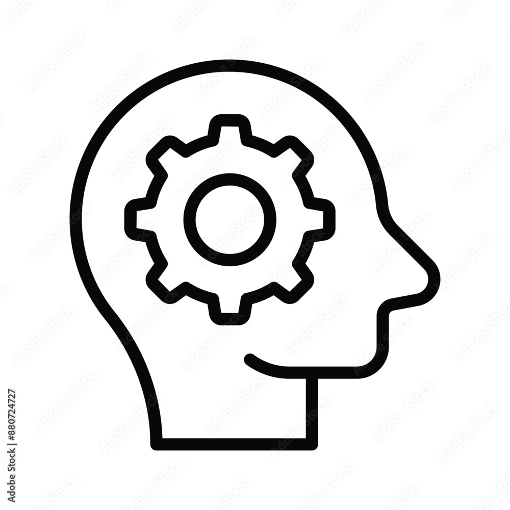 Cogwheel inside human mind, concept icon of brainstorming in trendy style Cogwheel inside human mind, concept icon of brainstorming in trendy style