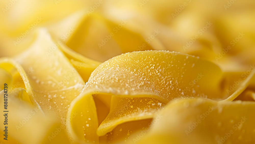 Close-up of raw pappardelle pasta, showcasing its texture and detail in a visually appealing golden hue. Ideal for culinary and food-related use. Close-up of raw pappardelle pasta, showcasing its texture and detail in a visually appealing golden hue. Ideal for culinary and food-related use.