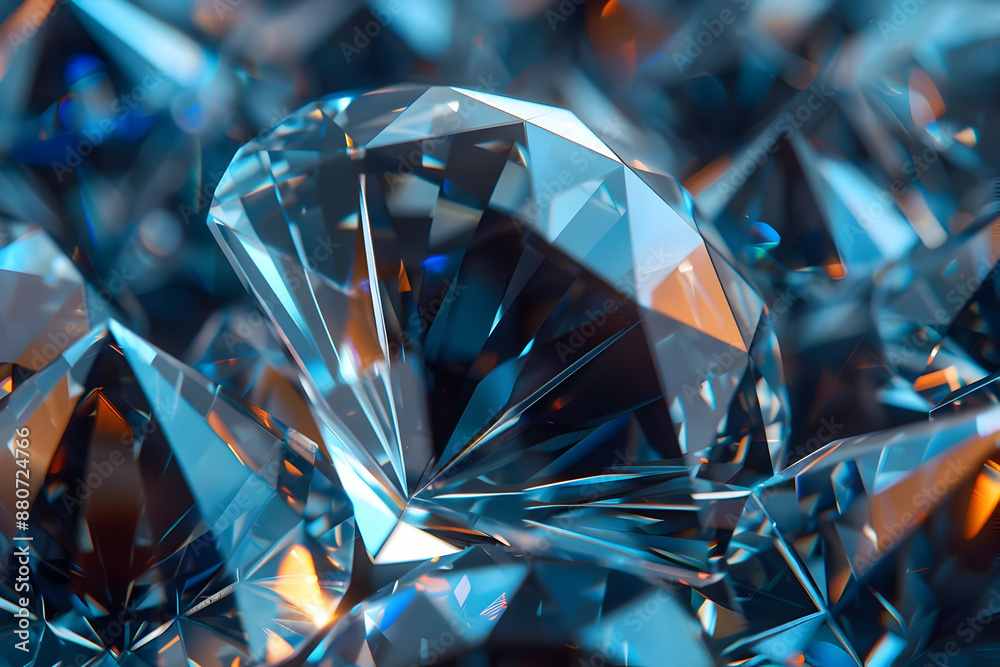 Close-up of sparkling blue diamonds, capturing their brilliance and intricate facets, perfect for luxury and elegance themes. Close-up of sparkling blue diamonds, capturing their brilliance and intricate facets, perfect for luxury and elegance themes.