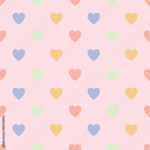 pastel heart seamless pattern on pink background.
